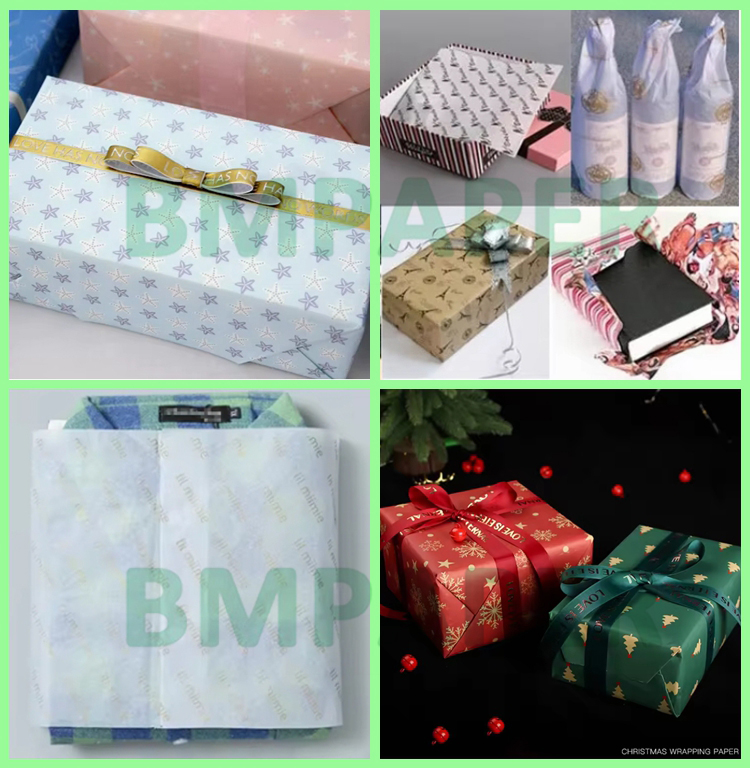 60gsm Custom Printed Christmas Gift Wrapping Packing Paper Roll 43cm x 300 cm