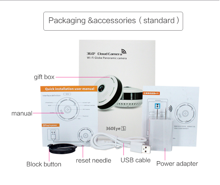CCTV p2p smart net spycam wide angle lens panoramic wifi vr ip camera 360