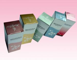 China custom cosmetic paper box size online with embossed silver stamping logo for sale on sale