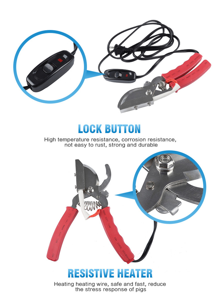 Bloodless Piglet Tail Cutter SUS Electric Heating Tail Cutting Pliers