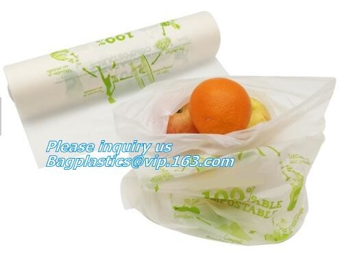 EN13432 BPI OK compost home ASTM D6400 certificates cheap compostable 100% biodegradable fruits bag, vegetable fruit rol