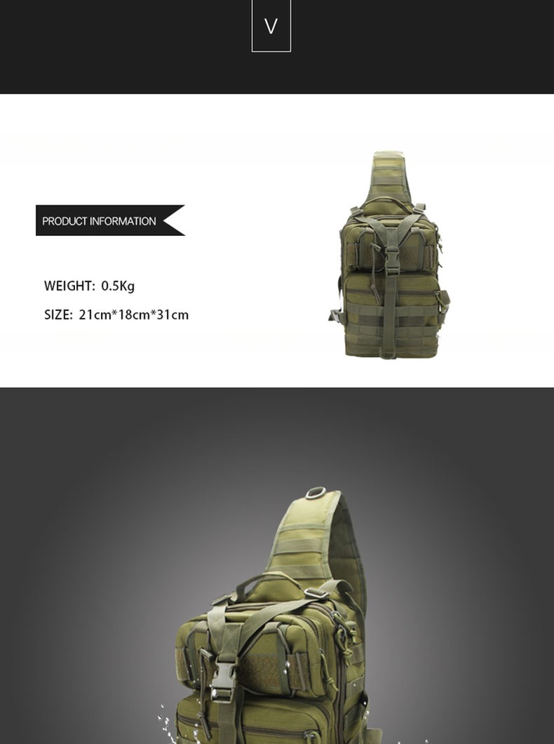 Lightweight Backpack for Outdoor Training Hiking Green Black Inclined Shoulder Bag