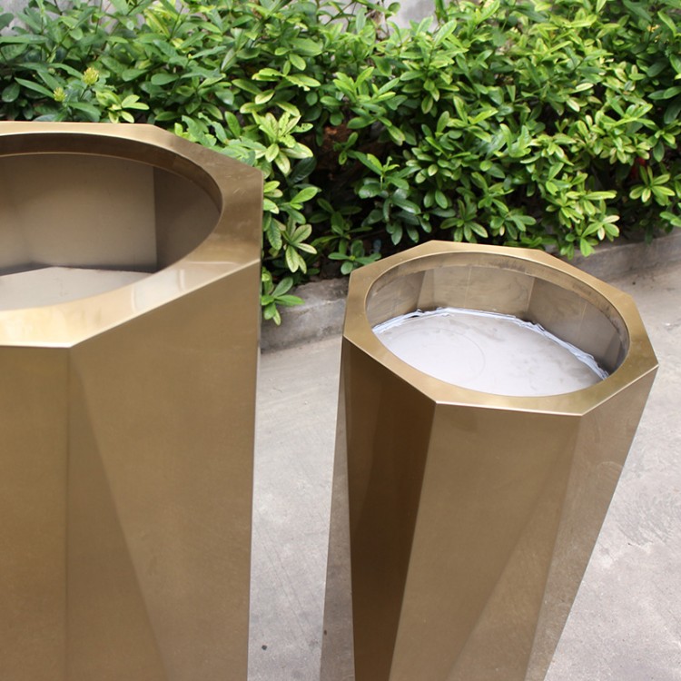 Luxury modern stainless steel planters and barrel mold flower pots