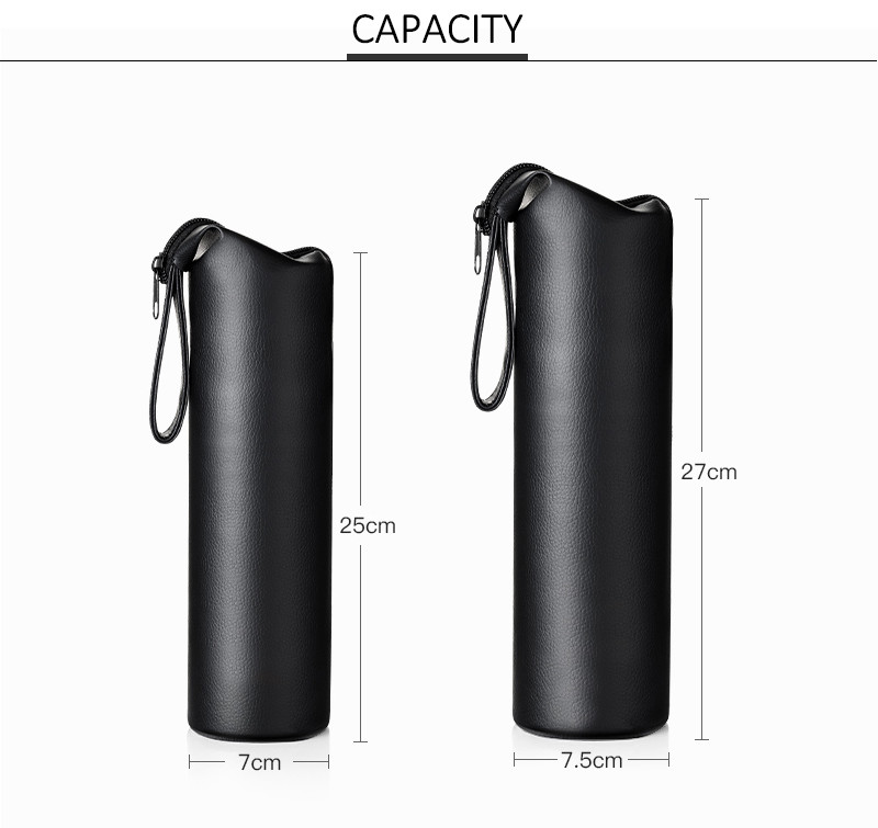 Black PU Leather Champagne Bottle Sleeves With Strap