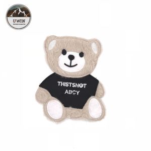 China Custom Logo Eco Friendly Teddy Bear Patch , Cartoon Sew On Patches For Kids Blouse on sale