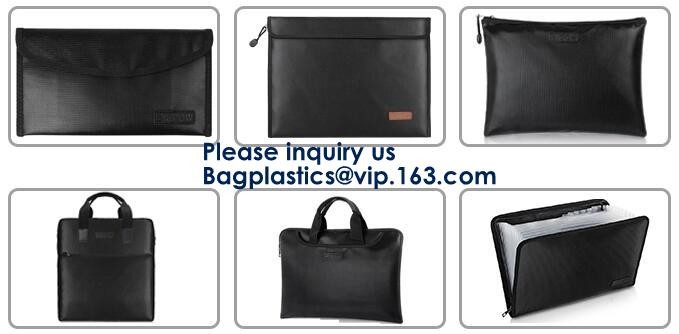 OEM custom luxury travel money passport safe zipper storage pouch fireproof document bag Pouch Money Fiberglass Fire Saf