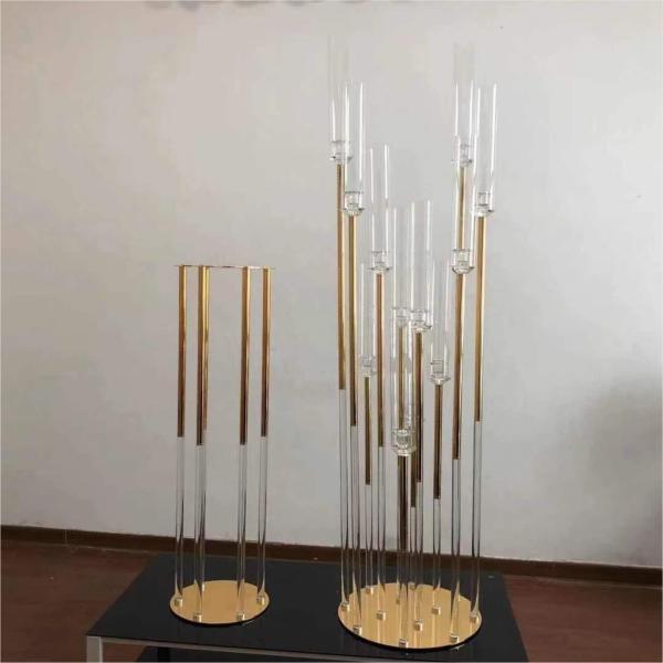 ZT-526 bling wedding candelabra centerpieces 12 arms gold with clear candle