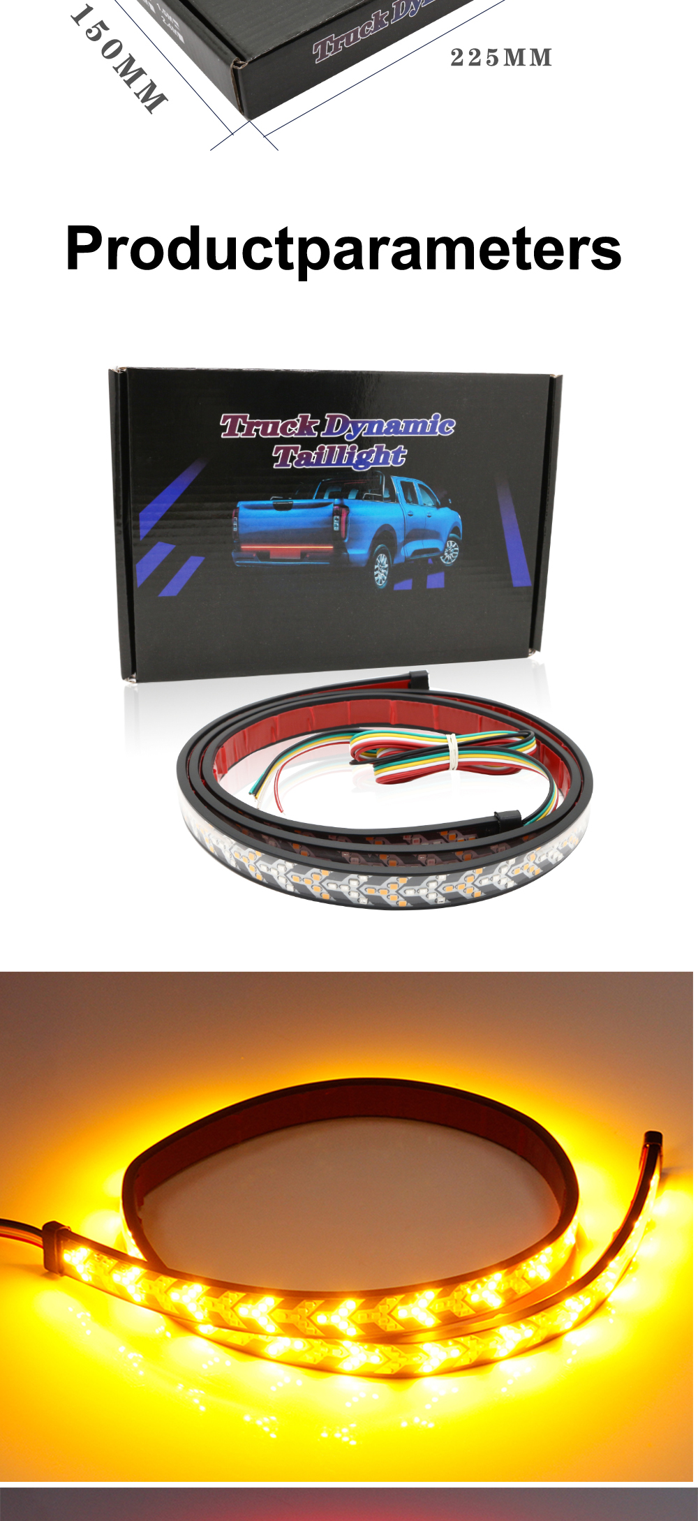 Pickup Truck Arrow Car Headlight LED Tube Strip Flowing Turn Signal Tail Light Sequential Scanning