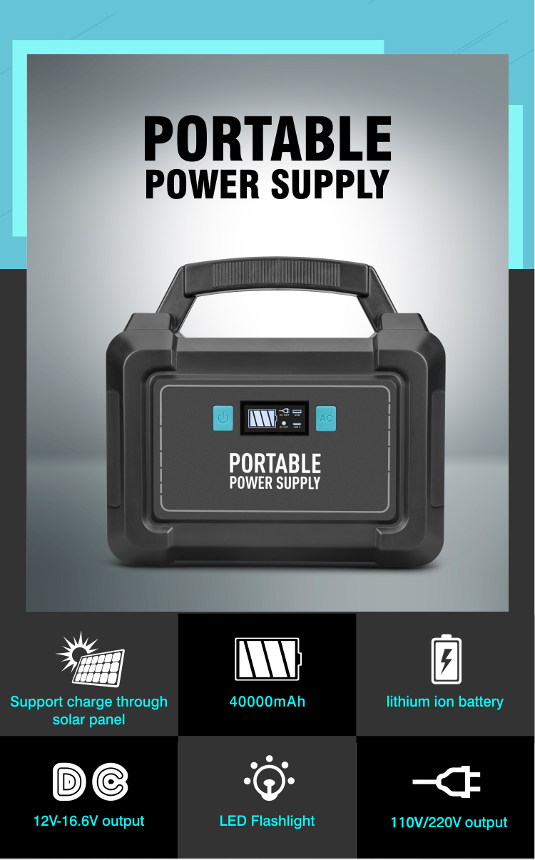 Home Fast Charging Portable Power Station 40ah 150W Mini Solar System Generator