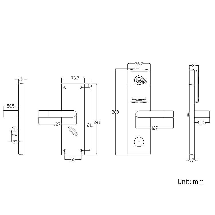 SUS304 Electronic Hotel Keyless Locks RFID Card FCC For Woden Door