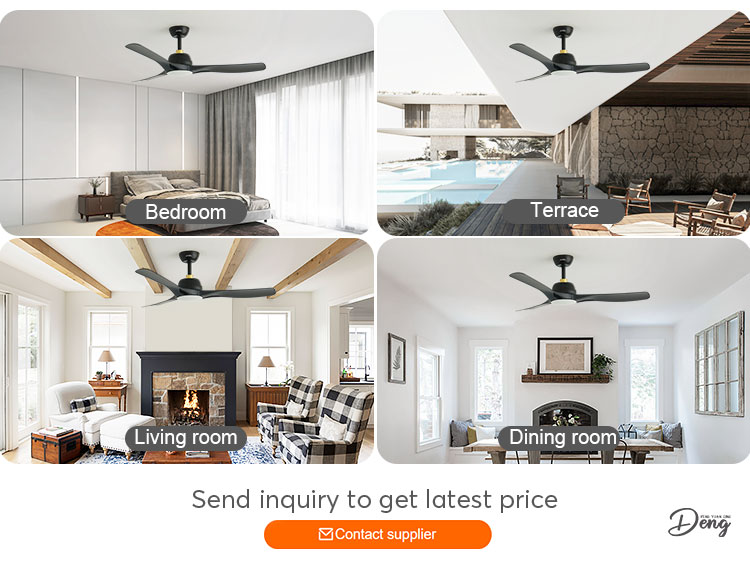 110-240v/50-60Hz ABS Black Blades Ceiling Fan with Remote Control and Dimmable Lighting