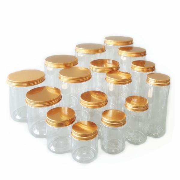 Aluminum Screw Lid Food Storage Jar Dia 55mm Plastic Clear Tea Coffee Sugar