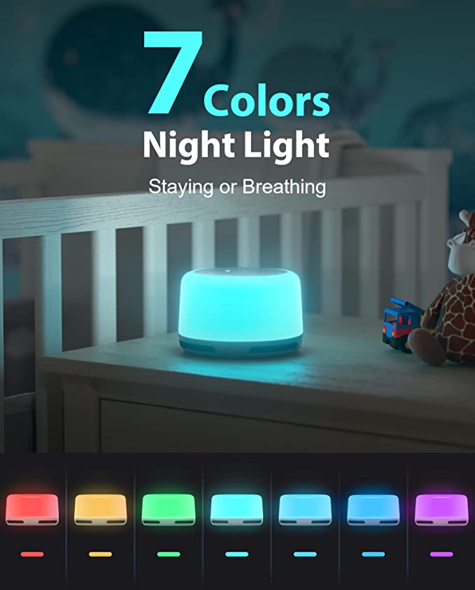White Noise Sleep Machine With 24 HIFI Soothing Sounds Color Night Light Rechargeable Portable Sleep Machine For Baby Ad