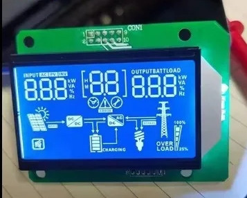 3.3V Custom 7 Segment LCD Display HTN Blue Negative White Characters 12 O'Clock