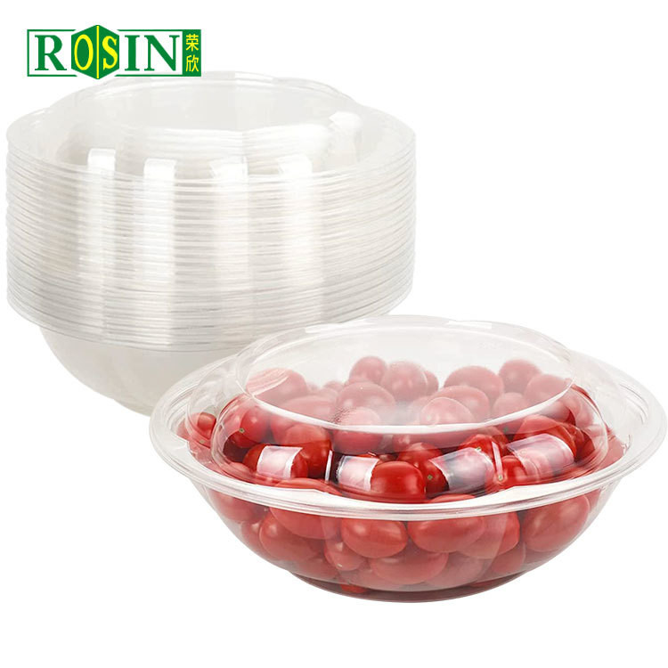 Food Grade PET Plastic Fruit Packaging Cold Resistance Disposable Salad Bowls
