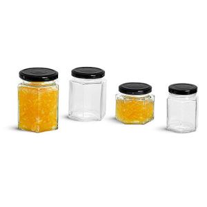  hexagonal glass jars with lids for honey Manufactures