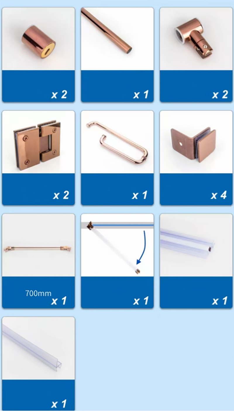 Shower Room Glass Door Round Pipe Hinge Easy Installation Adjustable