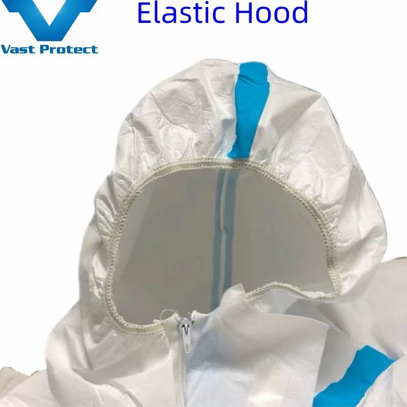 White Breathable Anti-Static Disposable Microporous Coverall with Sealed Seam