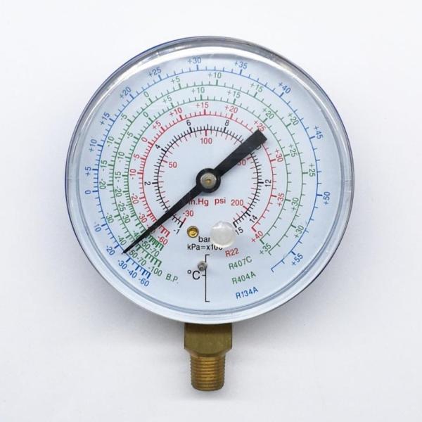 80mm Blue Refrigeration Pressure Gauge 200 Psi Brass Connection Air Conditioner