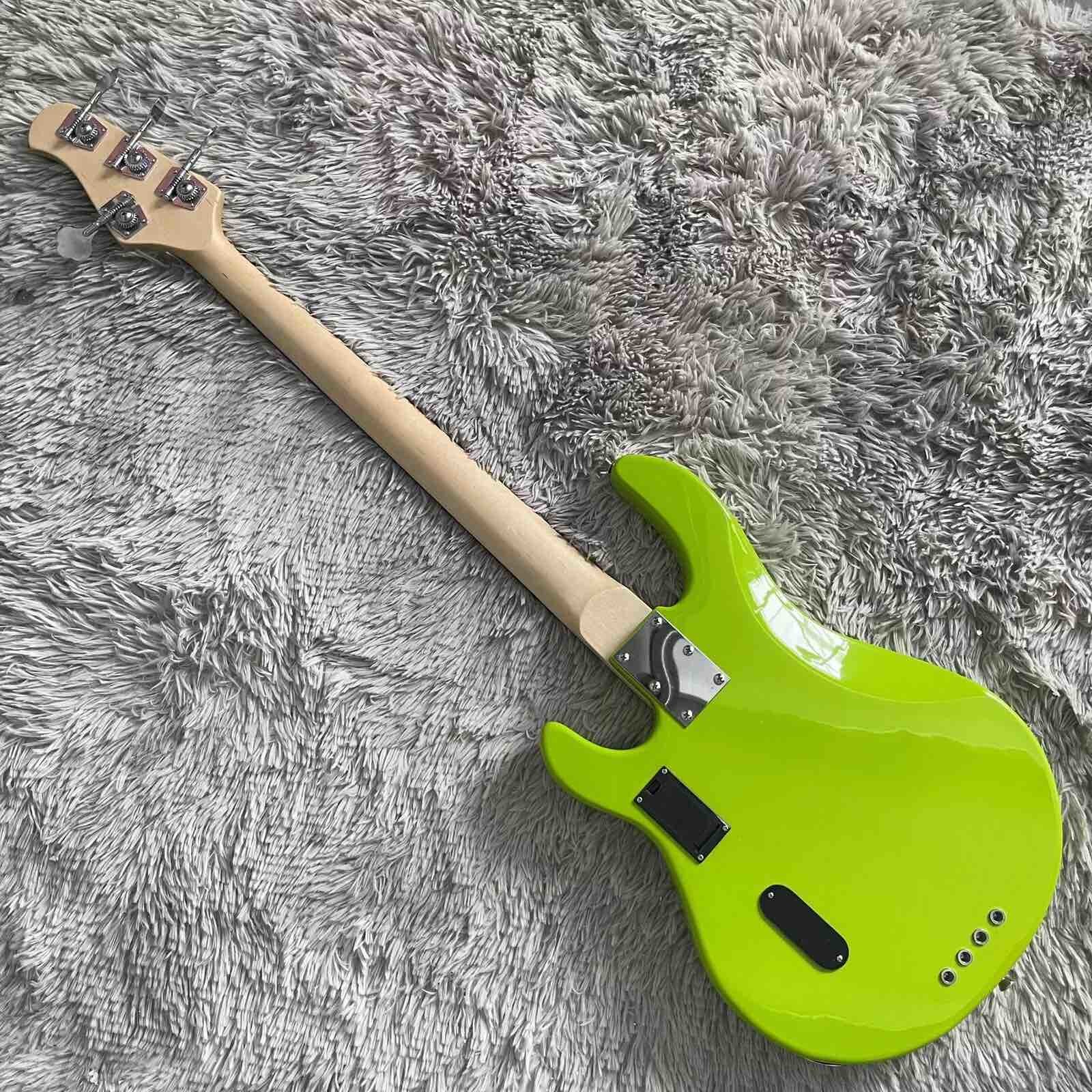 Custom 4 Strings Stingray Electric Bass Guitar in Green with White Pickguard Rosewood Fretboard