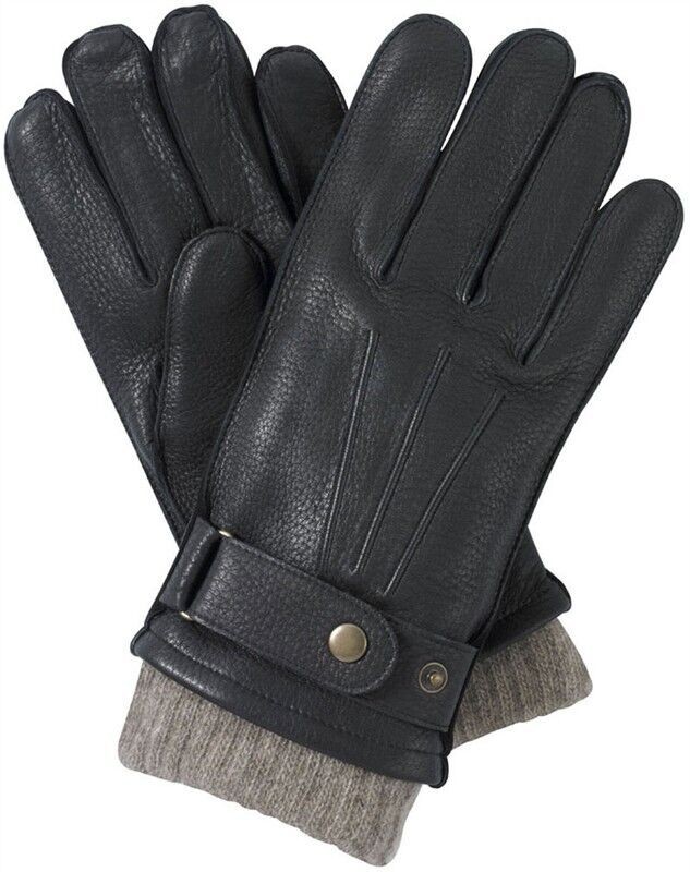 Wholesale custom deer skin leather wool lined black tight leather gloves with Belt
