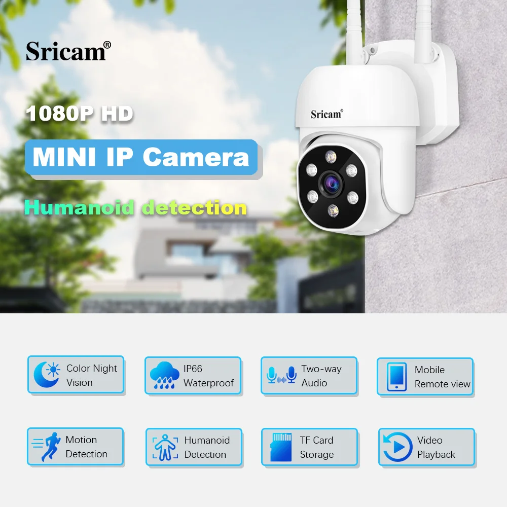 Full-Color Night Vision Two-Way Audio Camera 1080P 355 Outdoor Waterproof Security IP Camera