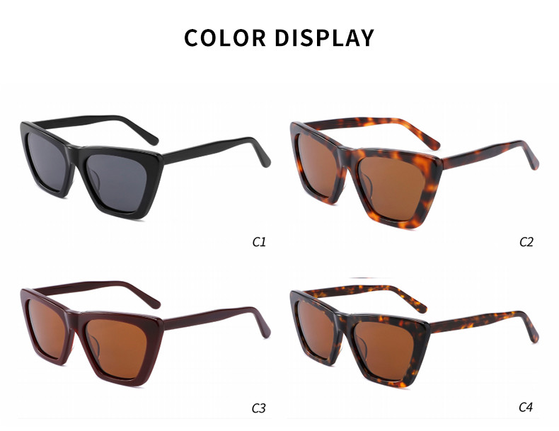 Cat Eye sun blocking sunglasses Vintage Narrow Square Eyeglasses Acetate Frame 54mm