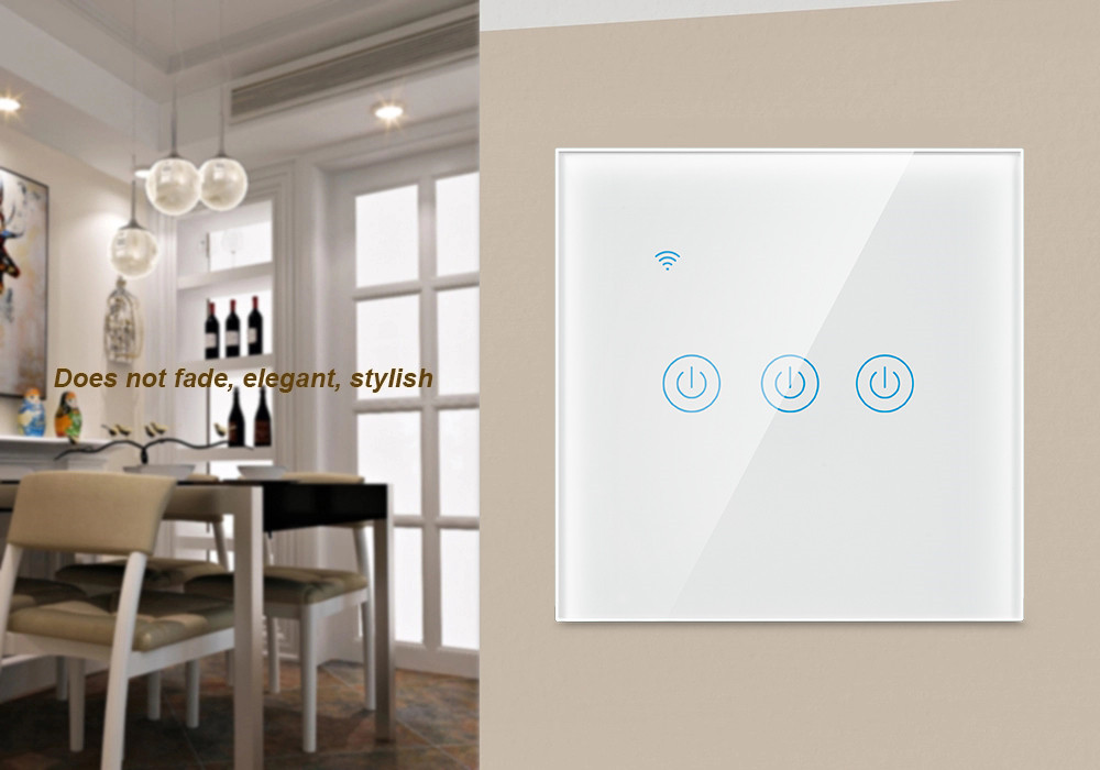 WiFi RF433 3 Gang Touch Switch 10A Three Gang Smart Light Switch