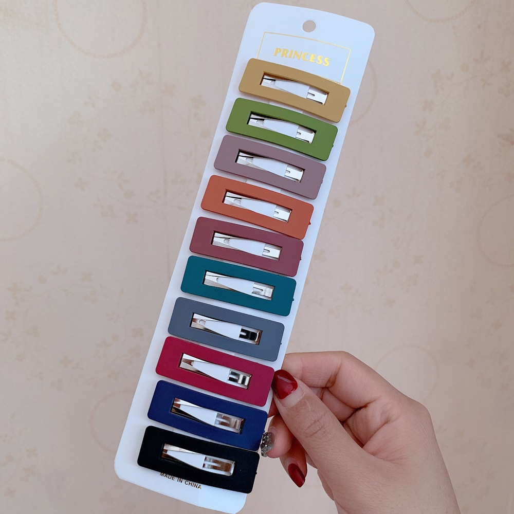 Metal Decorative Hair Clips Grips Kids Girl Jewelry Set BB Side Frosted Acrylic 10pcs/Set