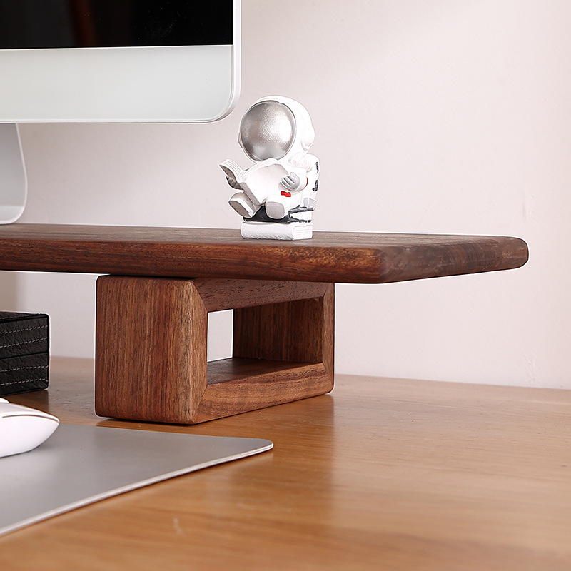 walnut Laptop Monitor Stand Riser - Wooden Desktop Shelf for Computer Laptop Printer TV Cellphone Stand