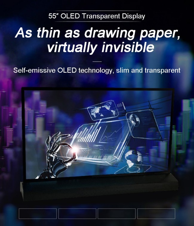 4K Ultra HD Resolution Transparent OLED Screen Digital Signage and Display with Pen/Finger Touch Writing Method 30 Inch