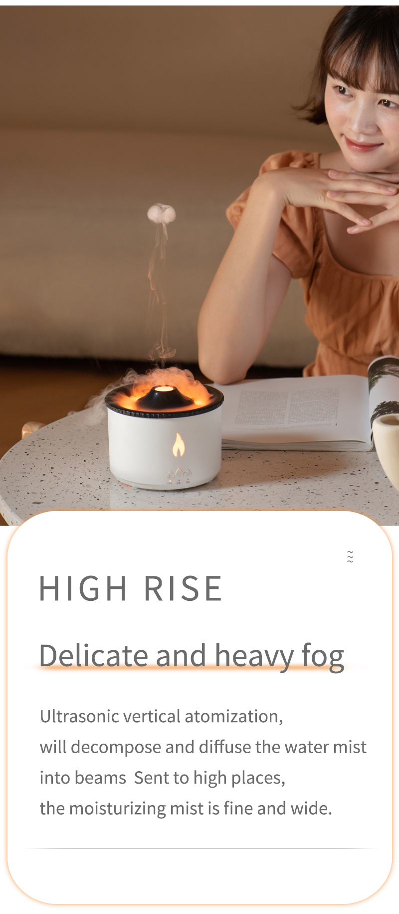 350ML Capacity 3D Flame Effect Volcano Air Humidifier Aroma Diffuser for Home Fragrance