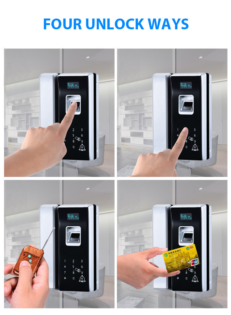 Office Glass Biometric Fingerprint Door Lock , Remote Control Fingerprint Scanner Lock