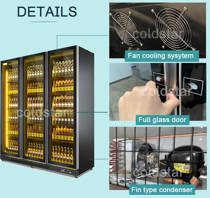 Commercial Bar 3 Glass Doors Upright Display Fridge