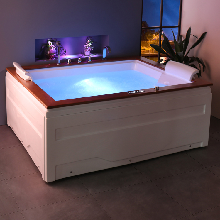 6 Foot Freestanding Jetted Bathtub With Heater 2 Person Air Lights Jetted