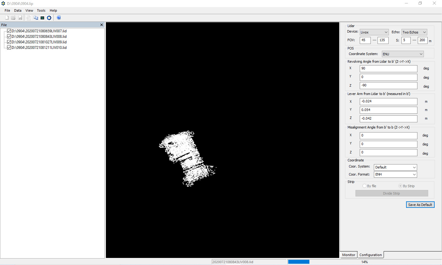 3D LiDAR Data Processing Software With Color PT File Output