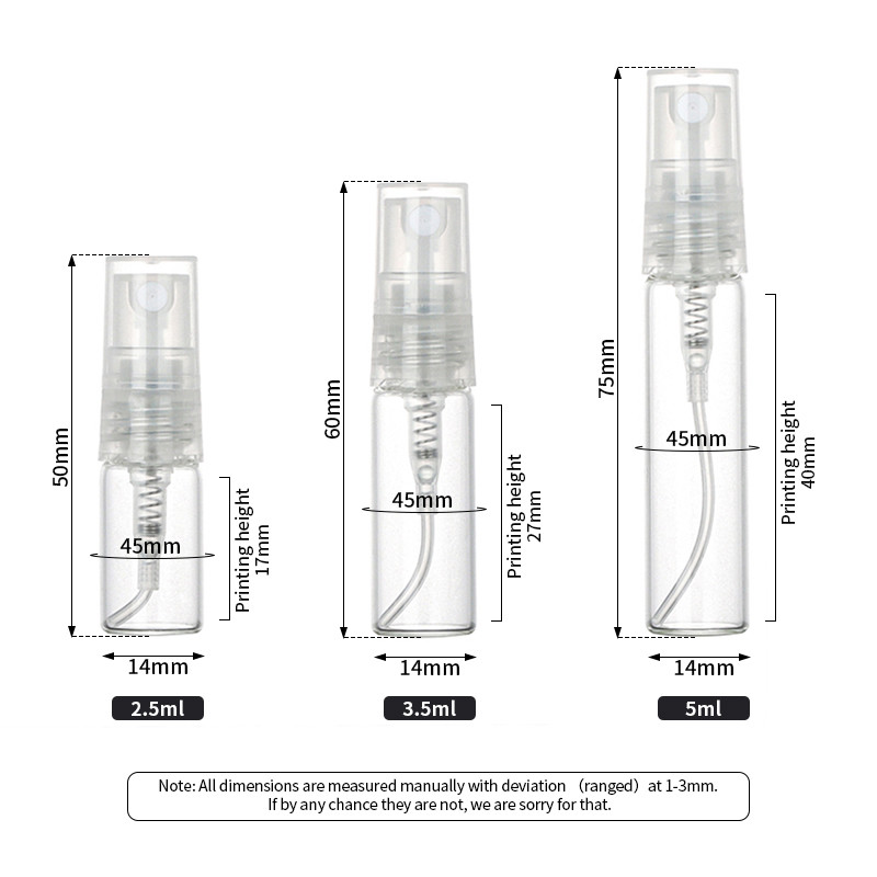 Travel Cosmetic Spray Bottle 5ML Clear Plastic Spray Bottles Recyclable