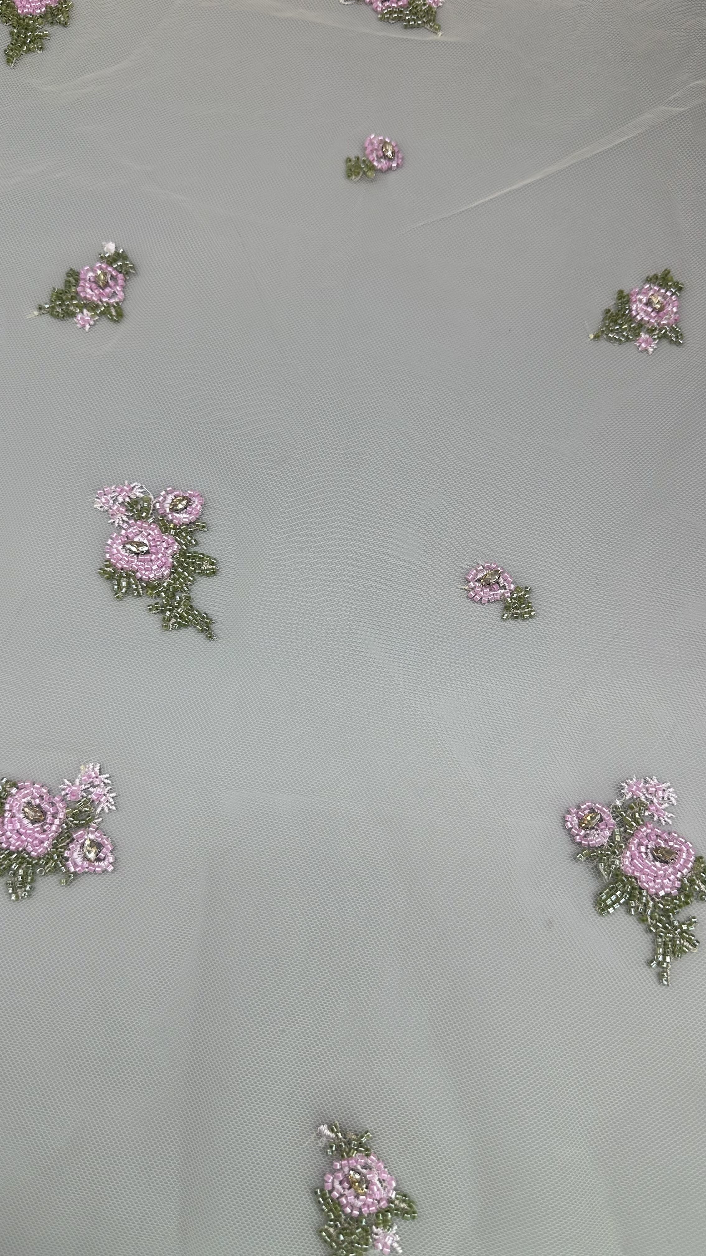 Beaded Floral Lace Fabric Embroidered Lace Mesh Breathe Fabric Occasion Dressing Birthday Fabric