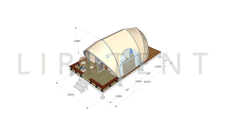 Outdoor Waterproof Aluminium Frame Shell Shape Luxury Glamping Tent for Sale