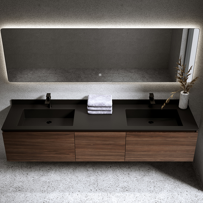 Customized Designs Wall Mounted Double Sink Bathroom Vanity Furniture for in Market