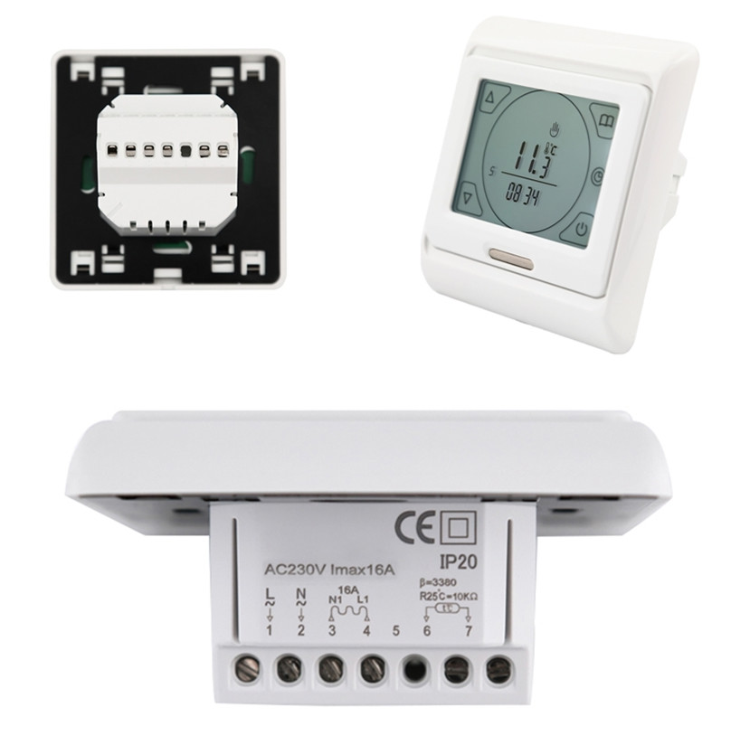 Touch Screen Weekly Programmable Electronic Room Thermostat 230V 16A