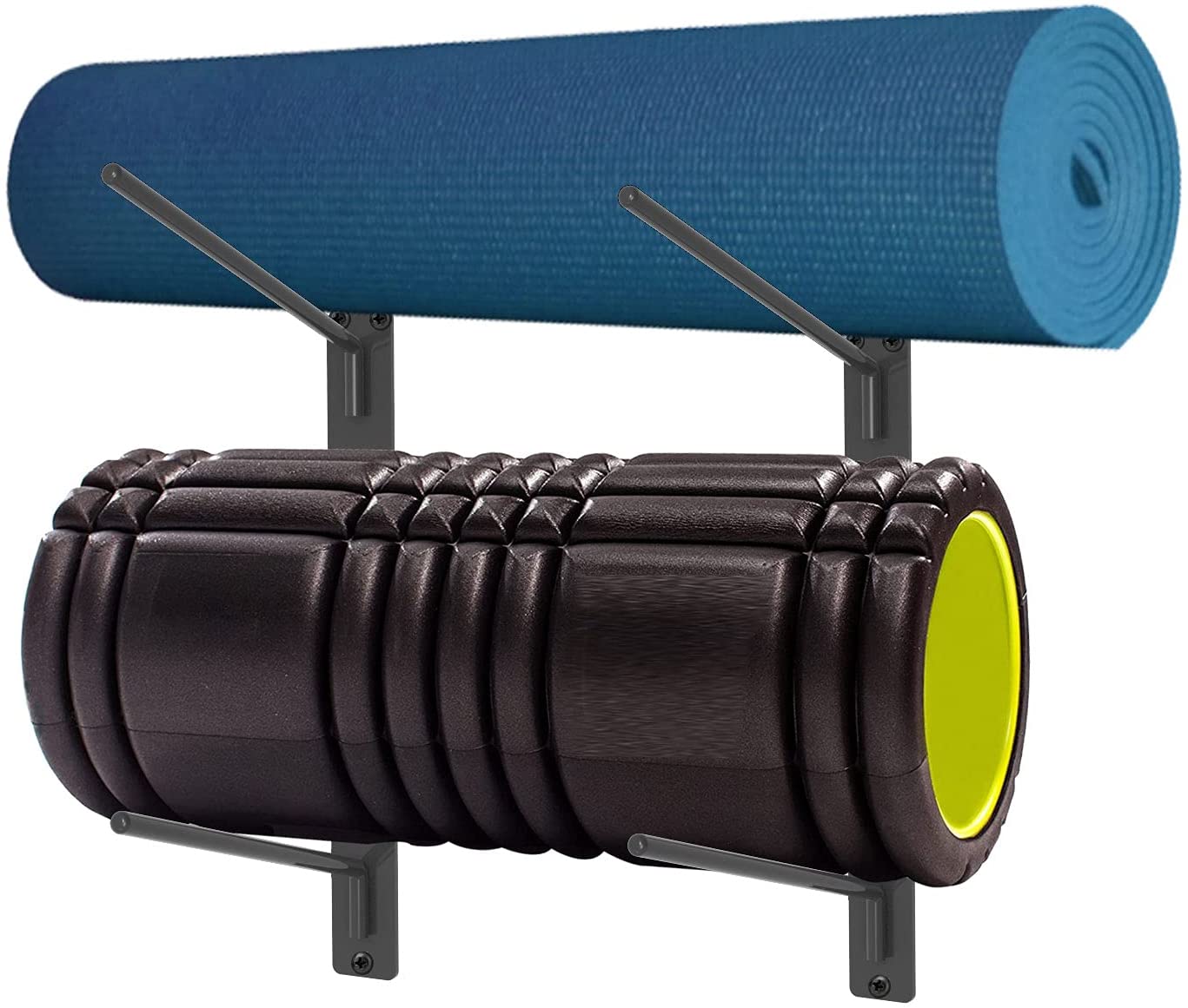 Wall Mount Yoga Mat Foam Roller Towel Rack Hanging Yoga Strap Hook