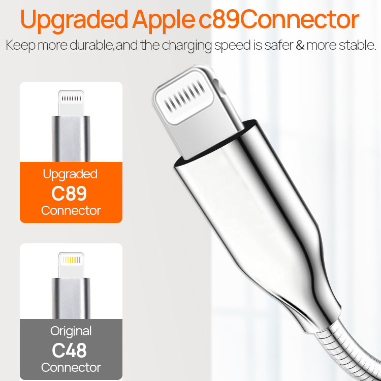 3FT 6FT 10FT MFI Lightning Cable All Metal Fast Charging Compatible Apple