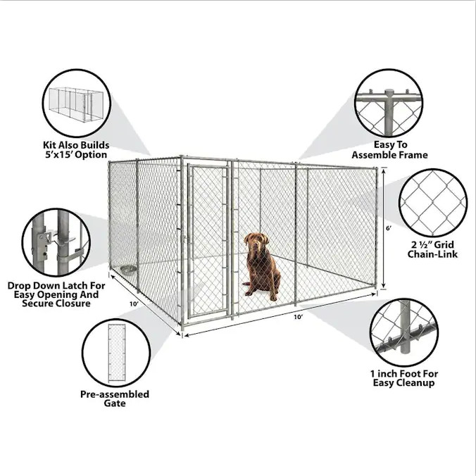 Windproof 71kg 4.5x1.5x2.2m Outdoor Dog Runs
