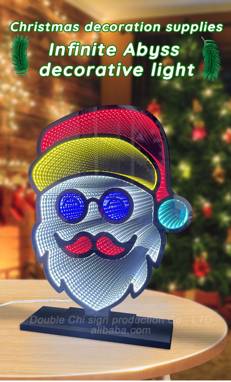 Christmas Love LED Light Acrylic Magic Mirror Abyssal Infinite Mirror for Power Cord