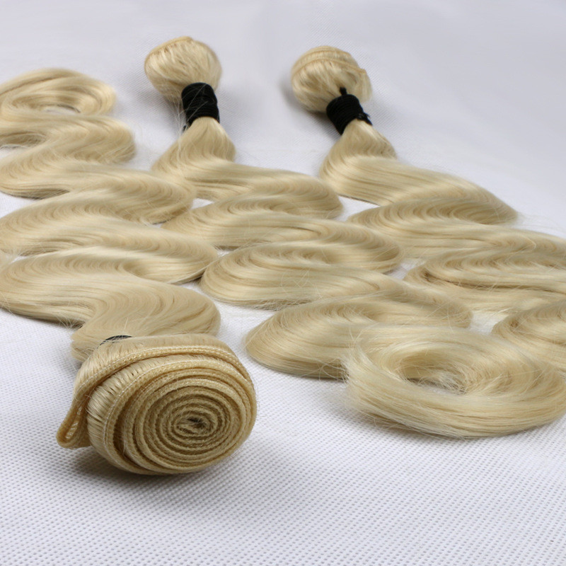 Brazilian virgin human hair White blonde 60 human hair extensions weave weft