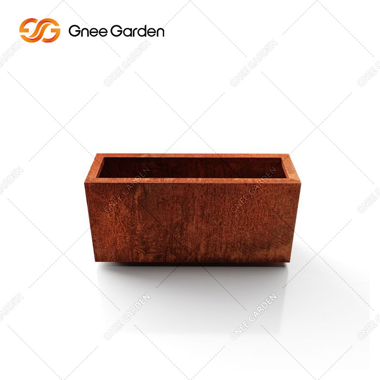 China Superior Design Corten Steel Metal Large Garden Planters Corten Steel Outdoor Rust Color Planters Box