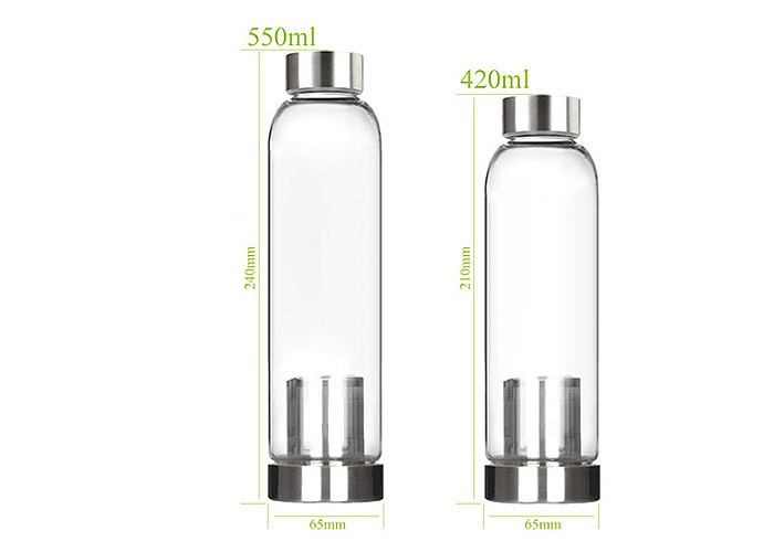 12 Oz Leak Proof Glass Water Bottle / Glass Sports Water Bottle