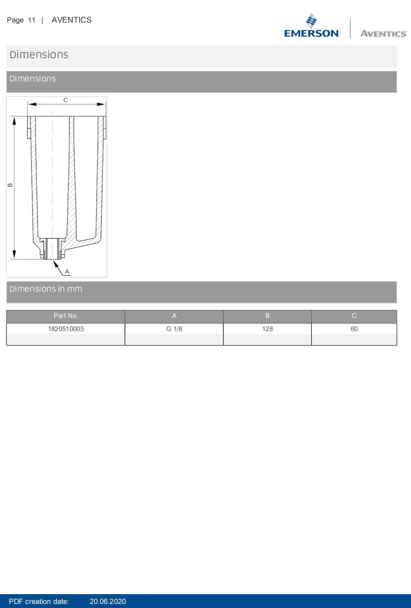 Vertical Mounting AVENTICS Reservoir Series NLC–CLS–PNB For Universal Air Preparation Unit