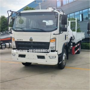 White 4*2 Sinotruk Howo With Folding Crane Lorry Mounted Crane